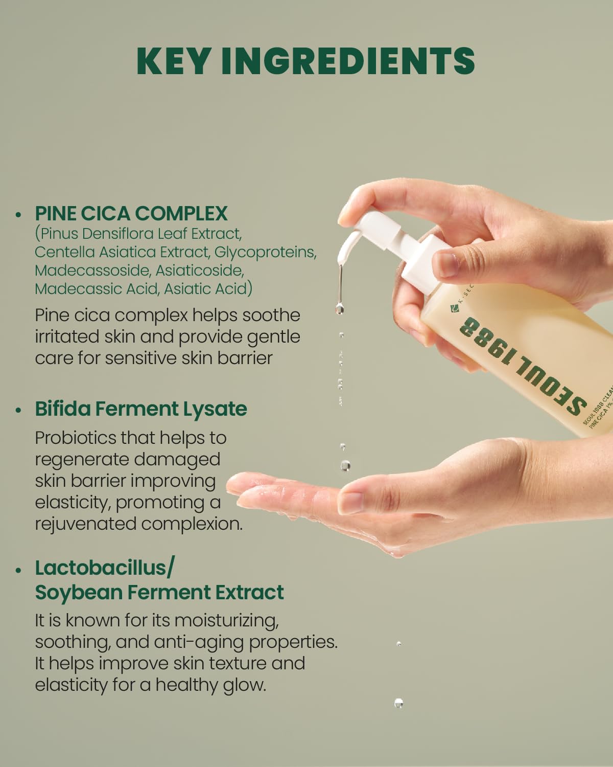 KSECRET Seoul 1988 Cleansing Oil: Pine Cica 1% + Probiotics 200ml - H ART