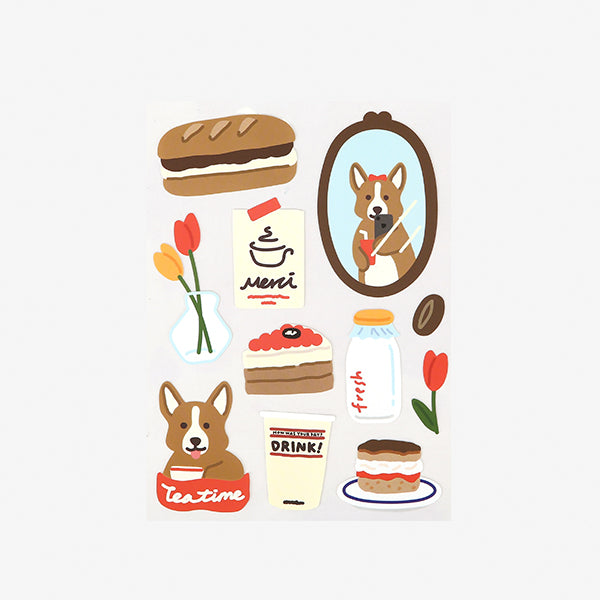 Dailylike Removable Sticker 13 Cafe Corgi - H ART