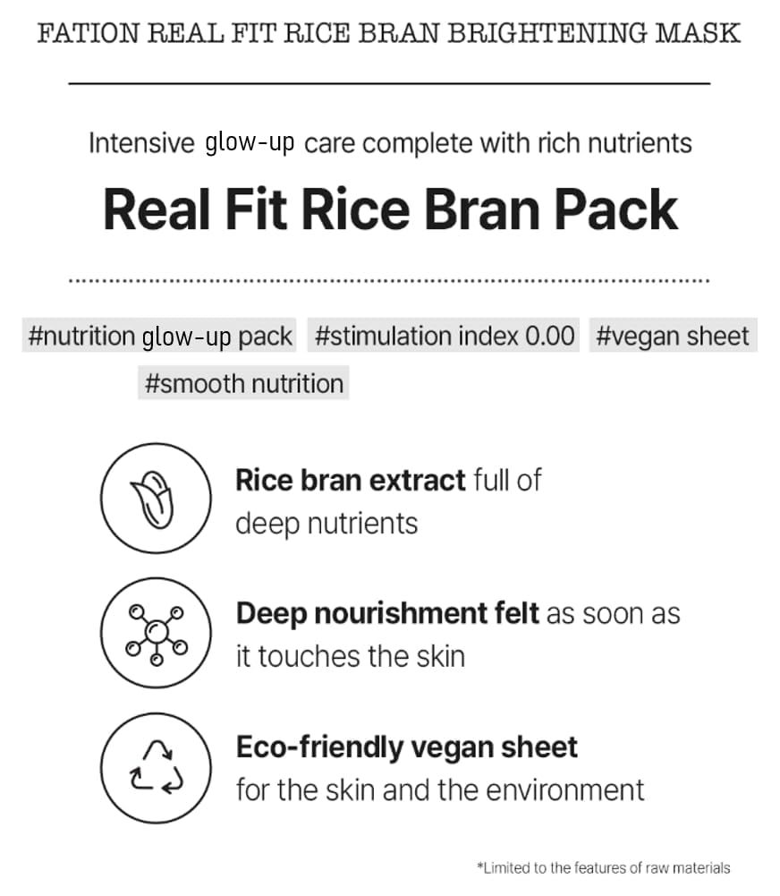 FATION Real Fit Rice Brightening Mask 1EA