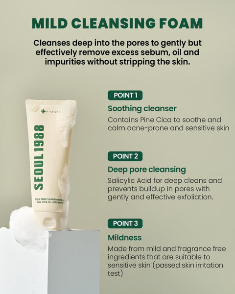 KSECRET Seoul 1988 Cleansing Foam: Pine Cica 1% + Probiotics 150ml - H ART
