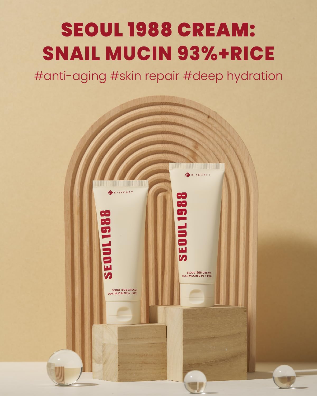 KSECRET Seoul 1988 Cream: Snail Mucin 93% + Rice 100ml - H ART