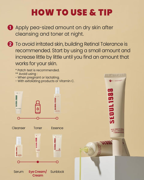 KSECRET Seoul 1988 Eye Cream: Retinal Liposome 4% + Fermented Bean 30ml