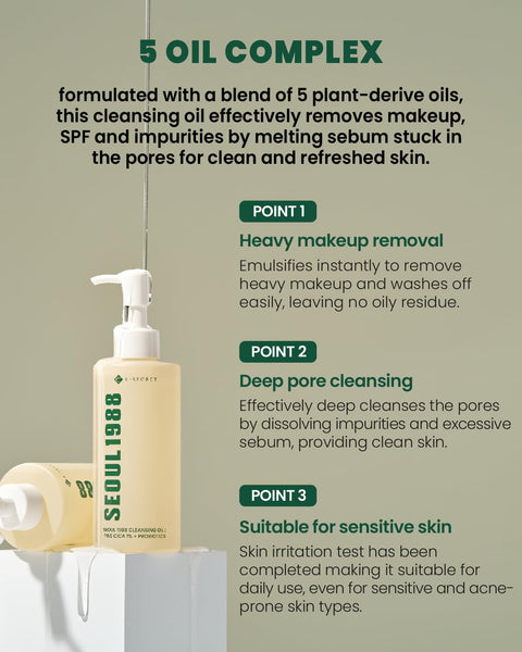 KSECRET Seoul 1988 Cleansing Oil: Pine Cica 1% + Probiotics 200ml - H ART