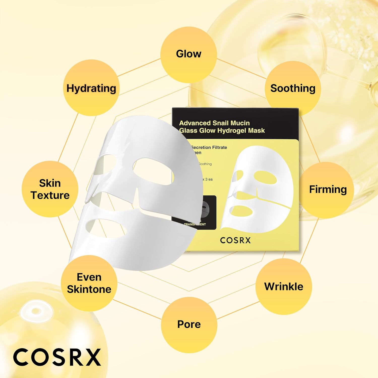 COSRX Advanced Snail Mucin Glass Glow Hydrogel Mask 3EA