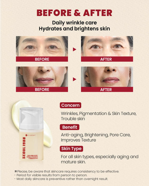 KSECRET Seoul 1988 Cream: Retinal Liposome 1% + Fermented Rice 50ml - H ART