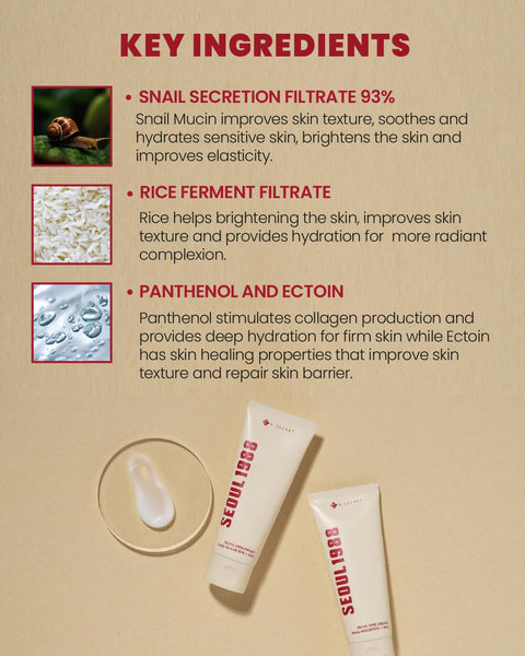 KSECRET Seoul 1988 Cream: Snail Mucin 93% + Rice 100ml - H ART