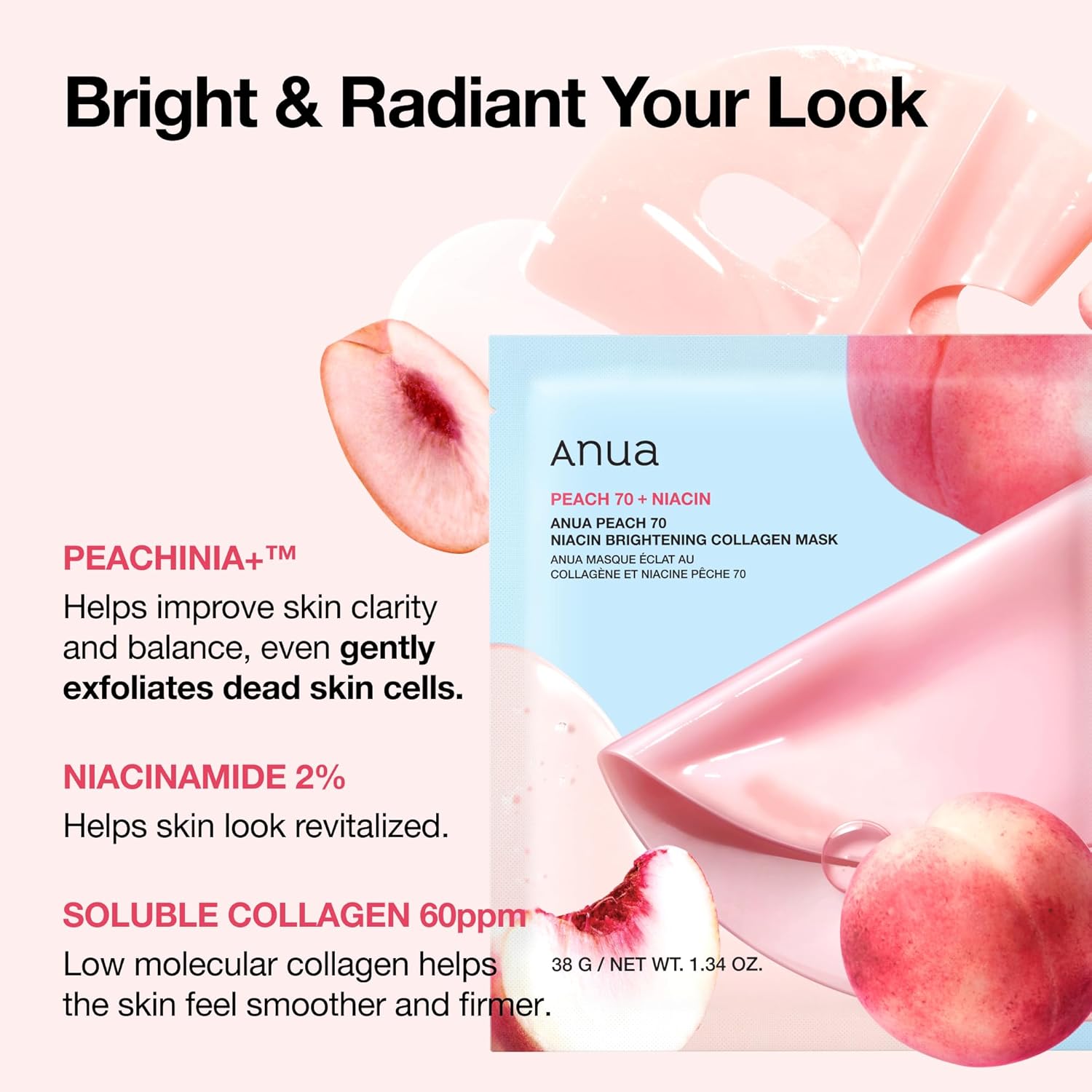 ANUA Peach 70 Niacin Brightening Collagen Mask 1EA