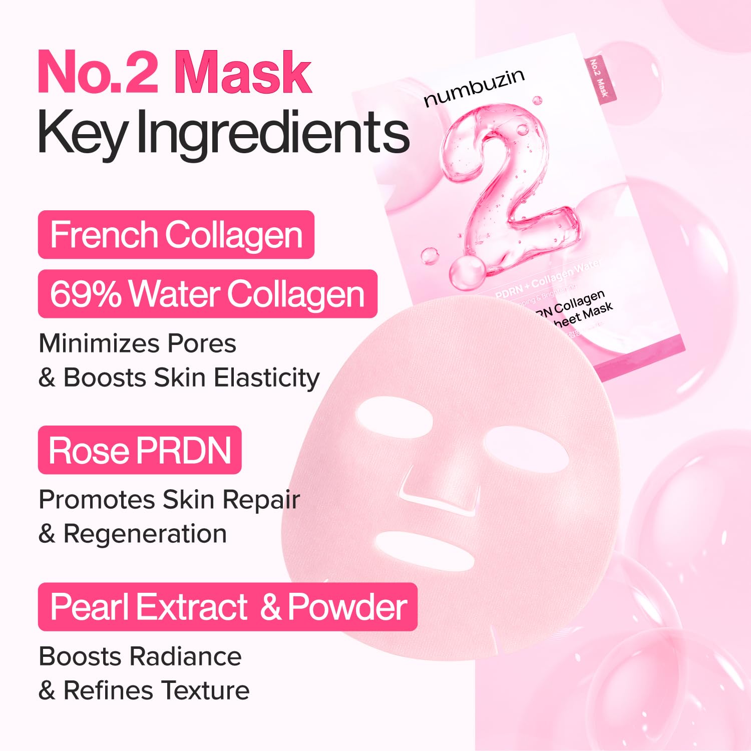 numbuzin No.2 Rose PDRN Collagen Plumping Mask 1EA