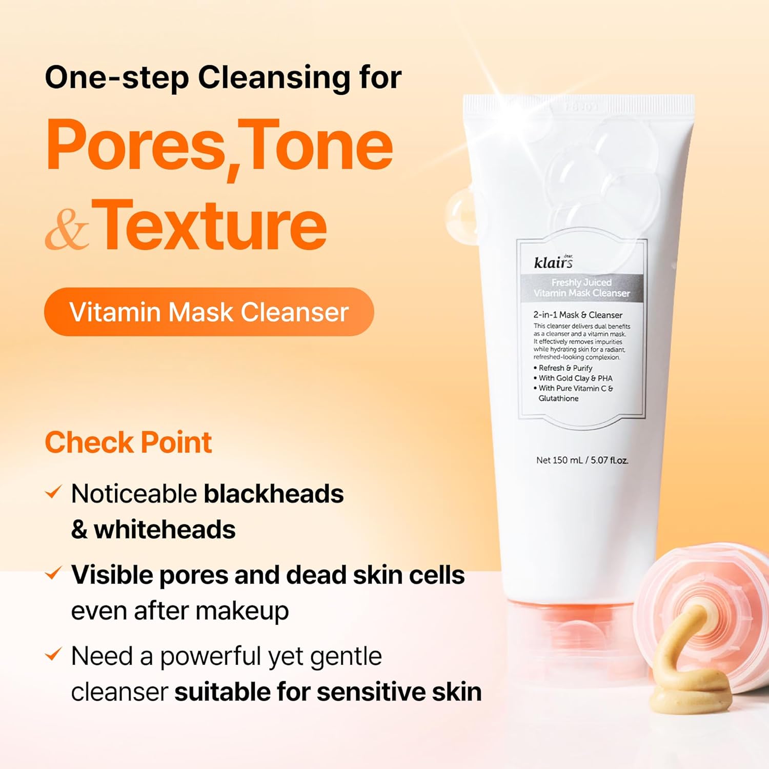 Dear, Klairs Freshly Juiced Vitamin Mask Cleanser 150 mL