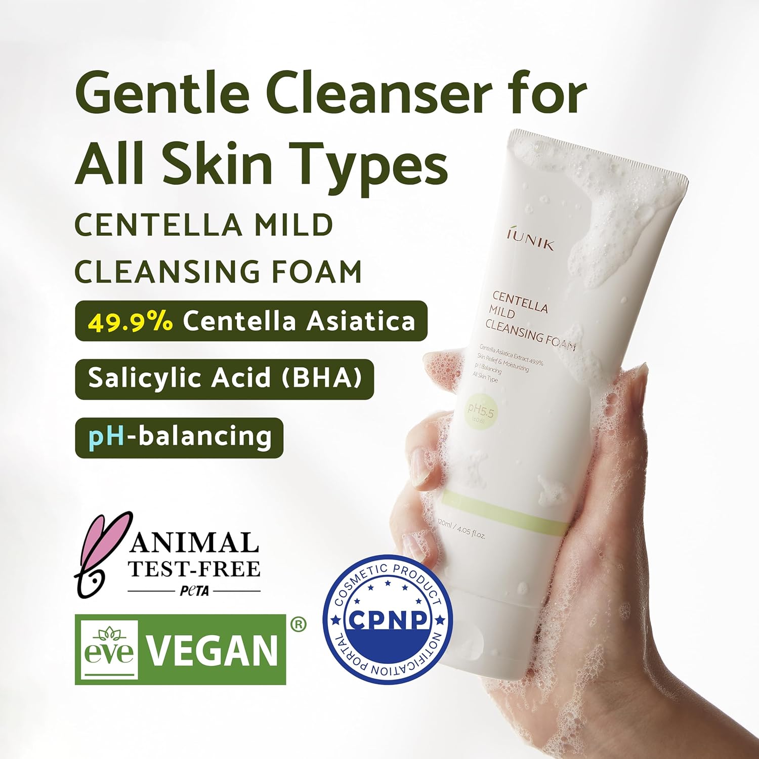 IUNIK Centella Mild Cleansing Foam 120ml - H ART