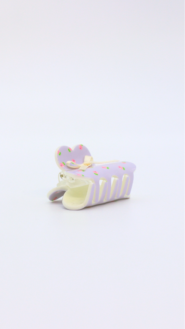 H ART Floral Cream Hair Clip Purple