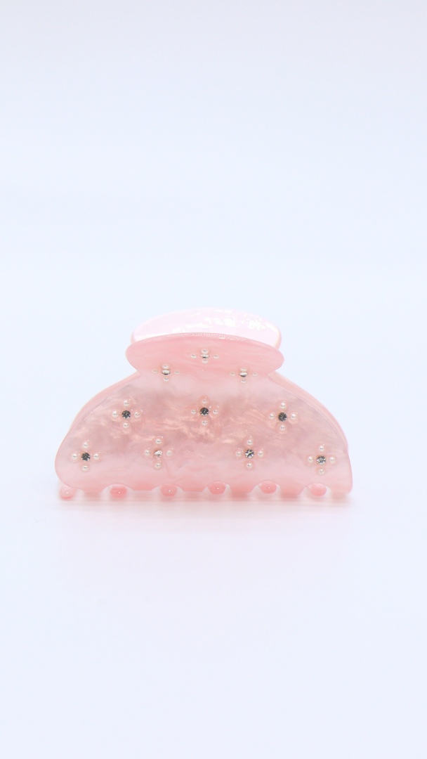 H ART Rhinestone Hair Clip Pink