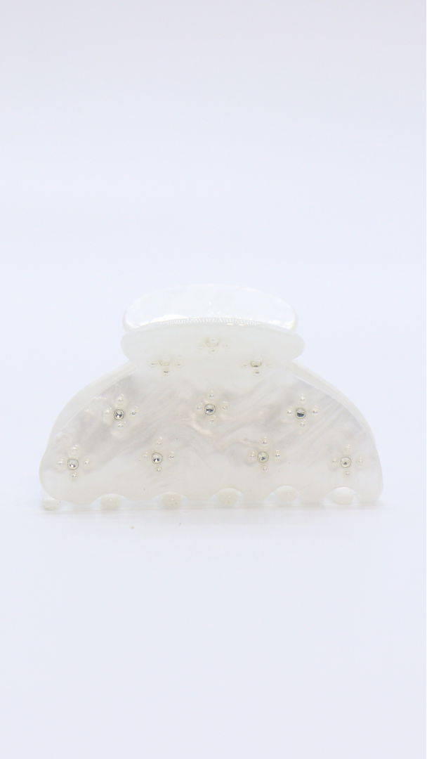 H ART Rhinestone Hair Clip White