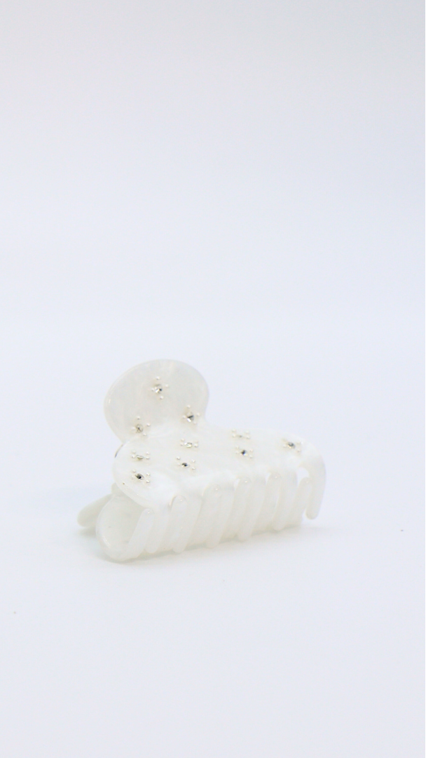 H ART Rhinestone Hair Clip White