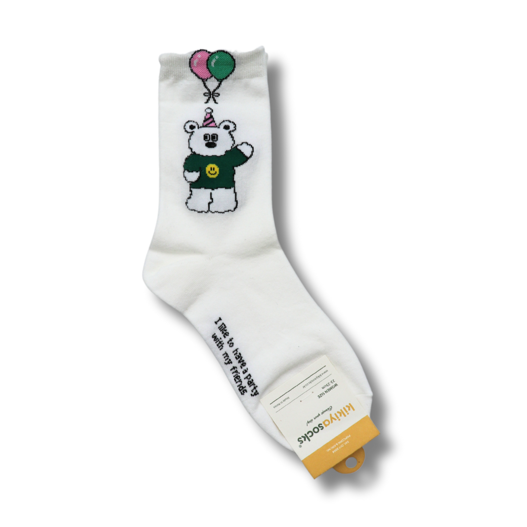 Kikiya Party Long Crew Socks - 3 Colors - H ART