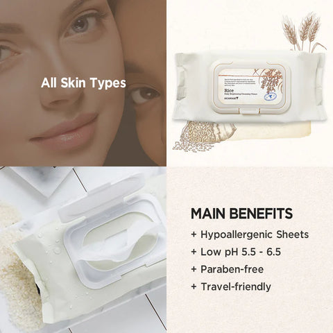 SKINFOOD Rice Daily Brightening Cleansing Tissue 80EA - H ART