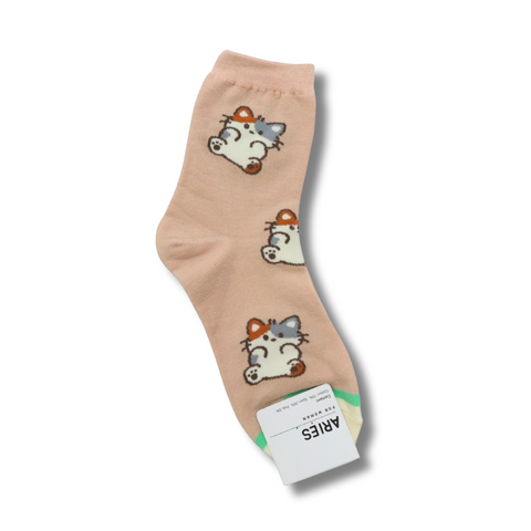 Aries Kitty Long Crew Socks - 4 Colors